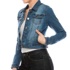 SUSANNA BUTTON-UP STRETCH DENIM JACKET